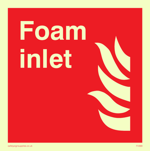 Foam inlet sign