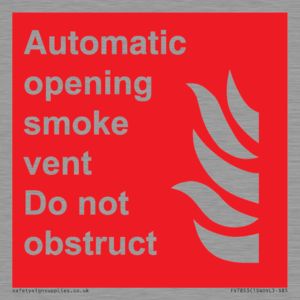 Automatic opening smoke vent. Do not obstruct. 