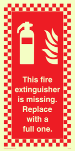 Fire extinguisher missing sign