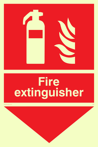 Fire extinguisher here sign