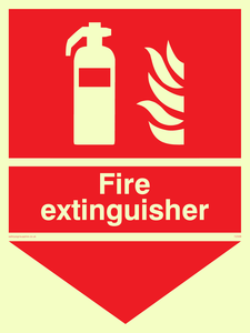 Fire extinguisher here sign