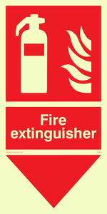 Fire extinguisher here sign