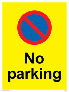 No parking Red and blue symbol on yellow background
