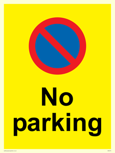 No parking Red and blue symbol on yellow background