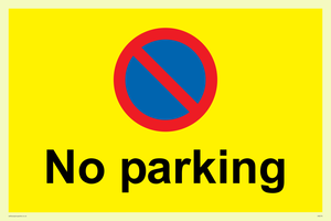 No parking Red and blue symbol on yellow background