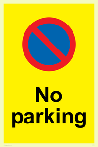 No parking Red and blue symbol on yellow background