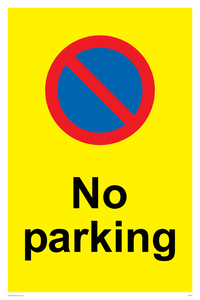 No parking Red and blue symbol on yellow background