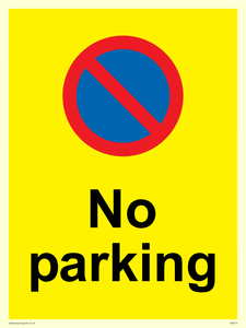 No parking Red and blue symbol on yellow background