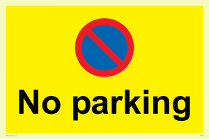 No parking Red and blue symbol on yellow background