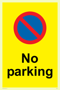 No parking Red and blue symbol on yellow background