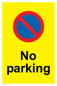 No parking Red and blue symbol on yellow background
