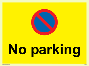 No parking Red and blue symbol on yellow background