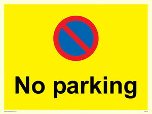 No parking Red and blue symbol on yellow background