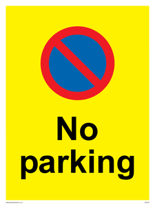 No parking Red and blue symbol on yellow background