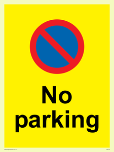 No parking Red and blue symbol on yellow background
