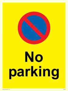 No parking Red and blue symbol on yellow background