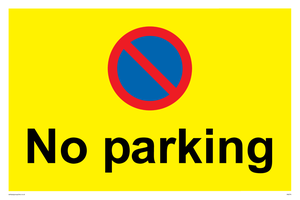 No parking Red and blue symbol on yellow background