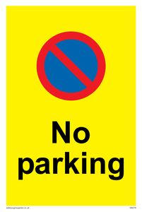 No parking Red and blue symbol on yellow background