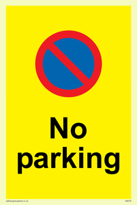 No parking Red and blue symbol on yellow background