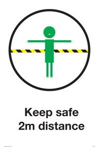Keep safe 2m distance sign 