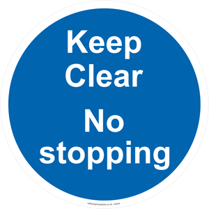 Keep Clear No stopping - blue background