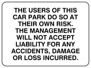 Carpark liability disclaimer