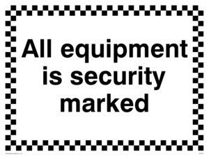 All equipment is security marked