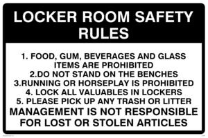 Locker Room Safety Rules sign 