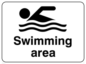 Swimming area sign 