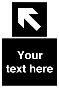 Custom Directional signage black arrow up left