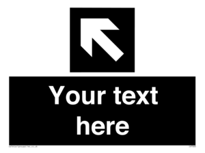 Custom Directional signage black arrow up left
