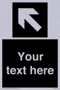 Custom Directional signage black arrow up left