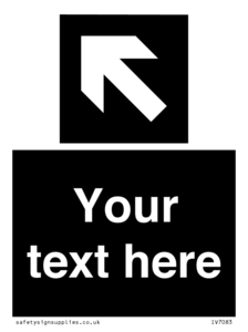 Custom Directional signage black arrow up left