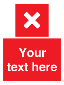 Custom red background, square with cross