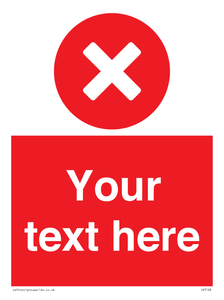 Custom red background, circle with cross