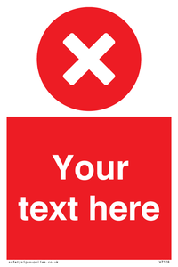 Custom red background, circle with cross