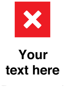 Custom plain background, red square with cross