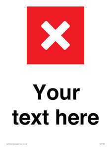 Custom plain background, red square with cross