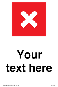 Custom plain background, red square with cross