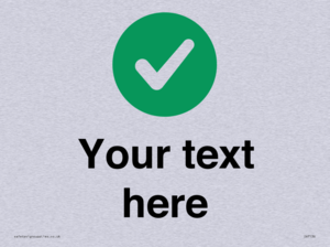 Custom plain background, green circle with tick