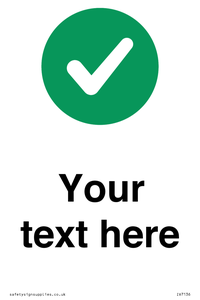 Custom plain background, green circle with tick