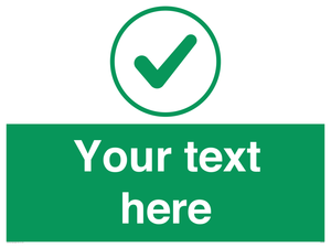 Custom green background, green tick in circle