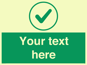 Custom green background, green tick in circle