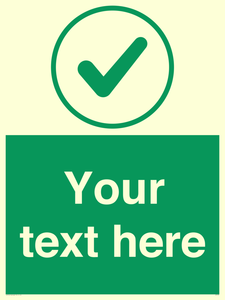 Custom green background, green tick in circle