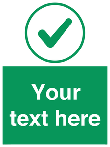 Custom green background, green tick in circle