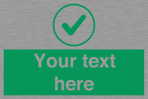 Custom green background, green tick in circle