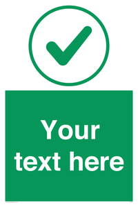 Custom green background, green tick in circle