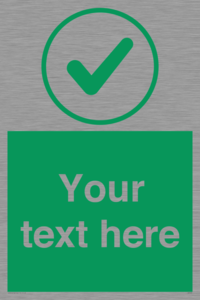 Custom green background, green tick in circle