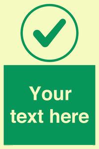 Custom green background, green tick in circle