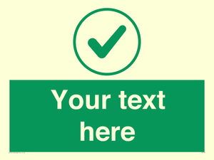 Custom green background, green tick in circle